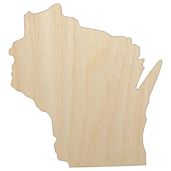 Wisconsin State Silhouette Unfinished Wood Shape Piece Cutout for DIY Craft Projects {7}