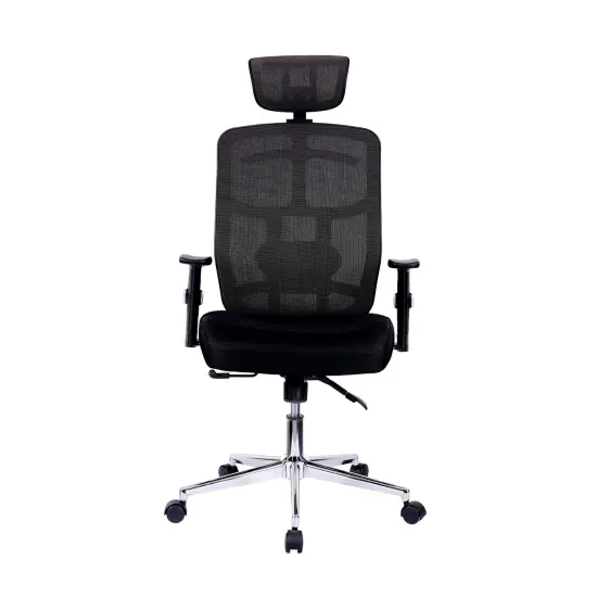 Techni Office Solutions 3.5' Black and Metallic Silver High Back Executive Mesh Office Chair with Arms and Lumbar Support {3}