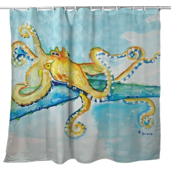 Betsy Drake Gold Octopus Shower Curtain {1}