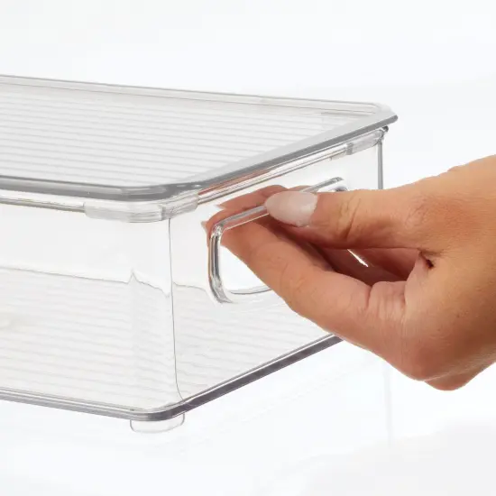 mDesign Plastic Office Storage Bin Box with Lid and Handles, 4 Pack {2}