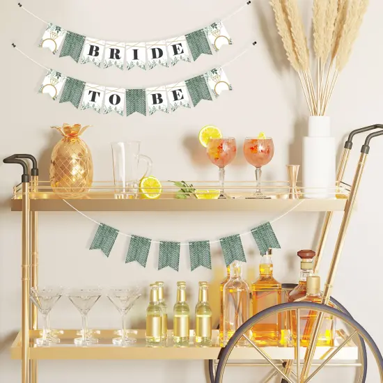 Big Dot of Happiness Boho Botanical Bride - Greenery Bridal Shower and Wedding Party Mini Pennant Banner - Bride To Be {3}