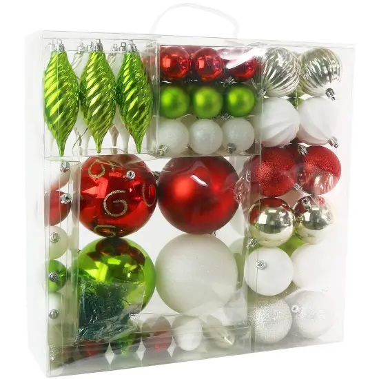 R N' D Toys RND Christmas Hanging Ball Ornaments Assorted Colors Christmas Ball Tree Ornament Set with Hook White & Silver {2}