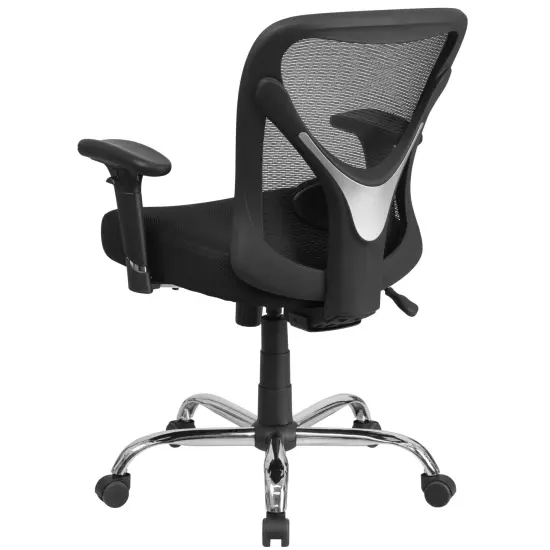 Emma and Oliver Big & Tall 400 lb. Rated Mesh Swivel Ergonomic Task Office Chair with Height Adjustable Back and Arms Black {4}