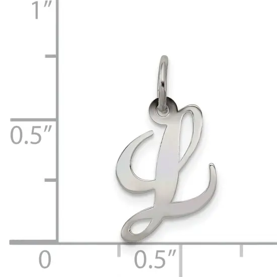 Sterling Silver Small Script Initial Letter L Charm Jewerly 16mm x 10mm {4}