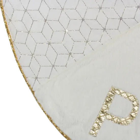 Northlight 48" Cream and Gold Peace and Reindeer Christmas Tree Skirt Ivory {4}