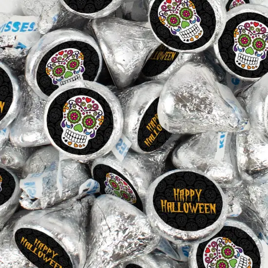Halloween Candy Party Favors Chocolate Hershey's Kisses - Sugar Skulls {1}
