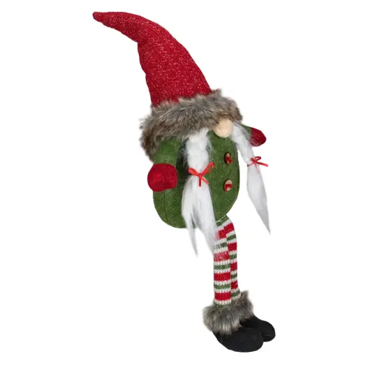 Northlight Sitting Female Gnome with Pigtails and Dangling Legs Christmas Figurine - 25" Red {5}