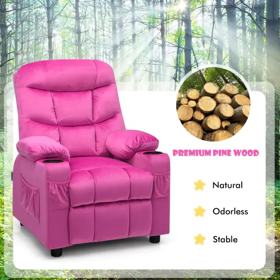 Kids Recliner Chair with Cup Holders Suitable for Children's Room, Living Room and Bedroom Pink {5}