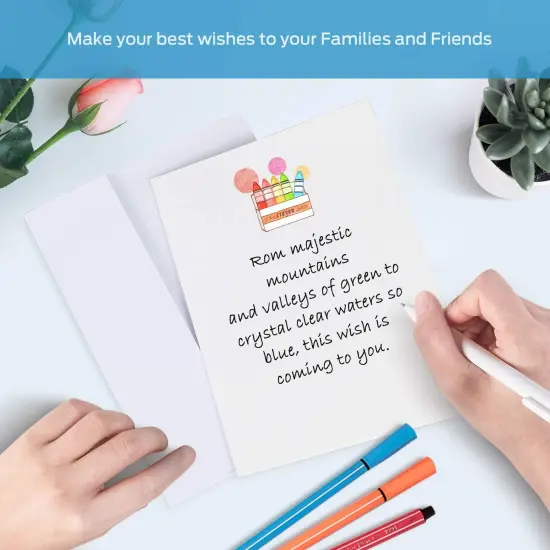 Blank White Cards and Envelopes 100 Pack, Ohuhu 5 x 7 Heavyweight Folded Cardstock and A7 Envelopes for DIY Christmas Greeting Cards, Wedding, Birthday, Invitations, Thank You Cards & All Occasion {2}