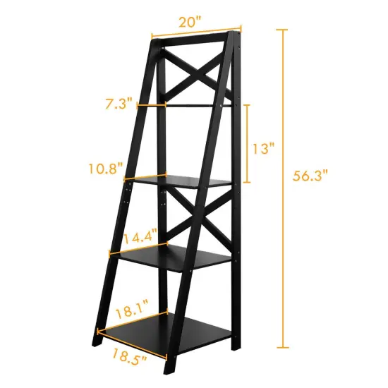 Costway 4-Tier Ladder Shelf Bookshelf Bookcase Storage Display Leaning Home Office Decor {2}
