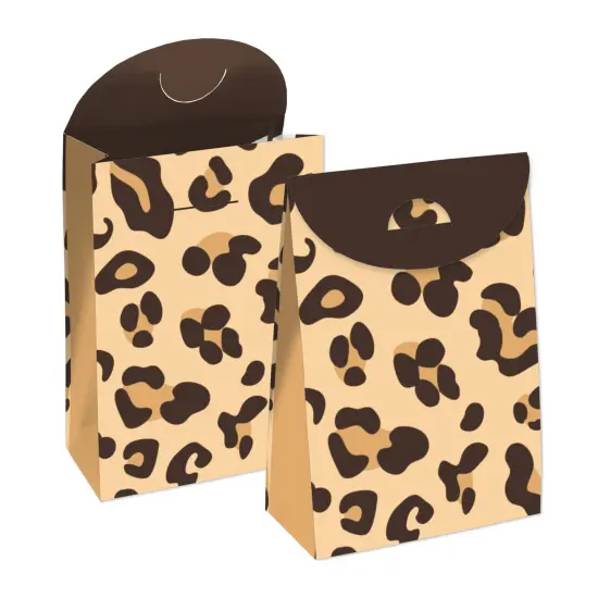 Big Dot of Happiness Leopard Print - Cheetah Gift Favor Bags - Party Goodie Boxes - Set of 12 {1}