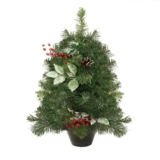 Northlight 2' Green Potted Pre-Decorated Pine Cone and Berry Medium Artificial Christmas Tree - Unlit {1}