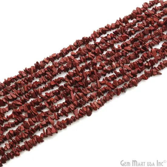 Red Jasper Chip Beads, 34 Inch, Natural Chip Strands, Drilled Strung Nugget Beads, 3-7mm, Polished, GemMartUSA (CHRJ-70001) {1}