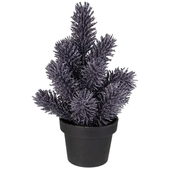 Northlight Potted Metallic Glitter Artificial Mini Pine Christmas Tree - 8.5" - Unlit Gray {1}