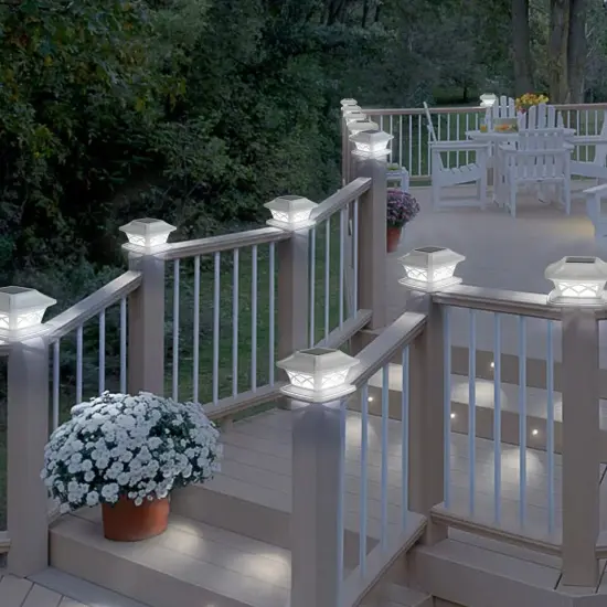 2pcs Solar Post Deck Cap light Vinyl Fence Light Landscape Lamp fit 4x4 5xx5 6x6 {5}