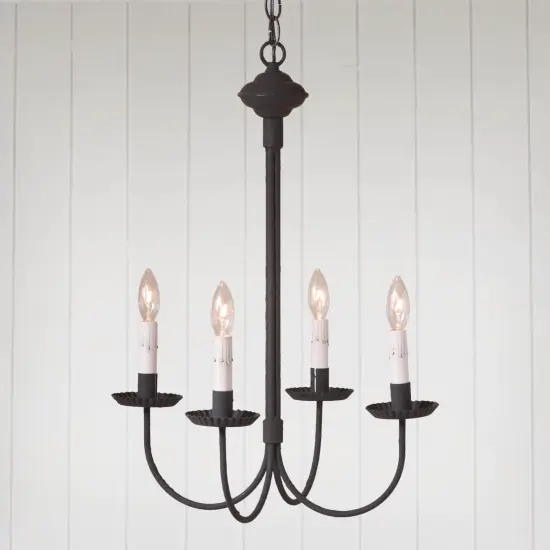Irvin's Country Tinware 4-Arm Grandview Chandelier with Gray Sleeves {3}