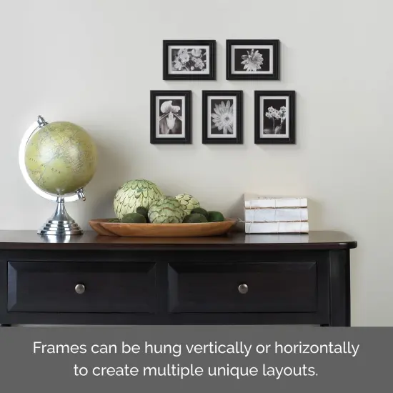 5 Pieces6.69 x 8.46 Inch Black Wood Photo Frame to Hold 5x7 Photo Without Mat or 4x6 Photo With Mat {5}