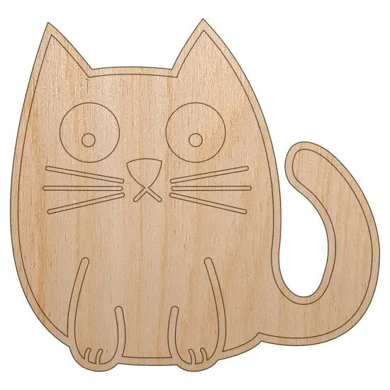 Wary Kitty Cat Unfinished Wood Shape Piece Cutout for DIY Craft Projects {7}