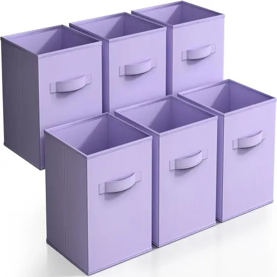 Sorbus Fabric Collapsible Cube Storage Bins Set (6 Pack) Pastel Purple {1}