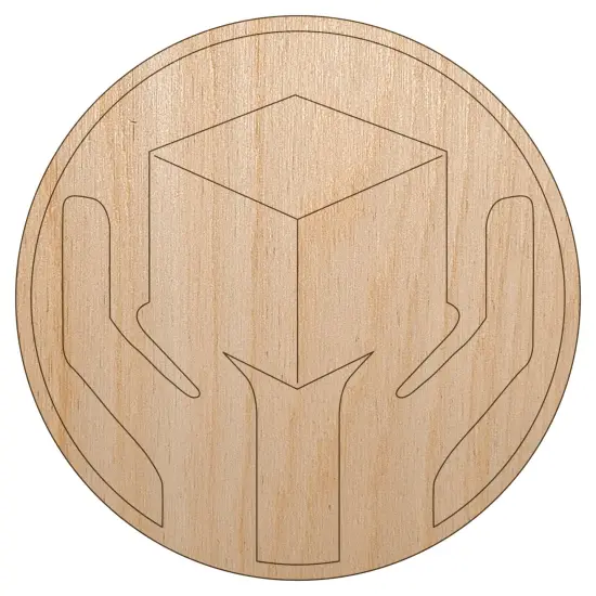 Handle with Care Box Symbol Icon Unfinished Wood Shape Piece Cutout for DIY Craft Projects {7}