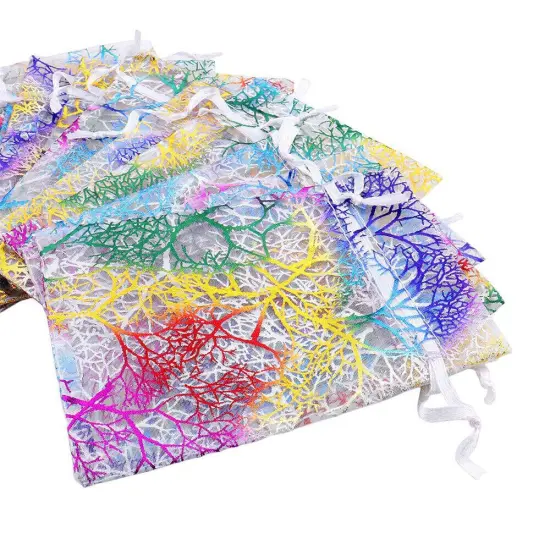 Kitcheniva 100 Pcs Coralline Organza Favor Drawstring Gift Bags DIY Multicolor {2}