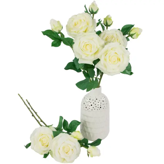 Northlight Real Touch&trade; White Artificial Rose Stems, Set of 6 - 26" {4}