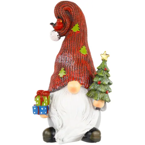 Northlight Gnome with Cardinal Holding Christmas Tree Decoration - 9" Red {1}