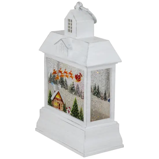 Northlight LED Lighted Santa's Sleigh Christmas Lantern Snow Globe - 10" White {4}