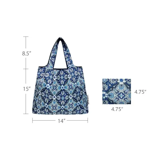 Wrapables Medium Foldable Tote Nylon Reusable Grocery Bag (Set of 2), Floral Mosaic {2}