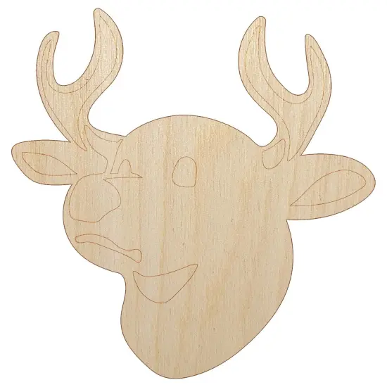 Deer Buck Head Unfinished Wood Shape Piece Cutout for DIY Craft Projects {7}