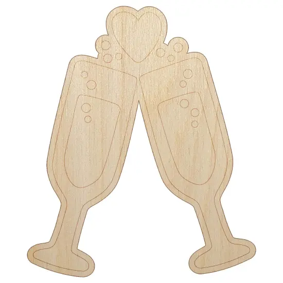 Cheers Toast Champagne Heart Love Wedding Anniversary Unfinished Wood Shape Piece Cutout for DIY Craft Projects {2}