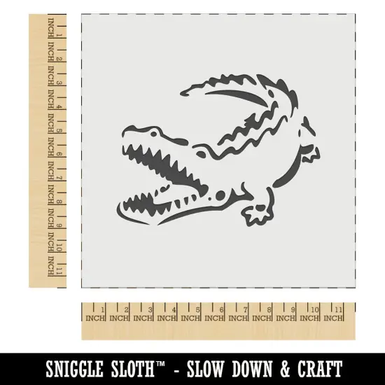 Alligator Crocodile Basking With Jaws Open Wall Cookie DIY Craft Reusable Stencil {1}