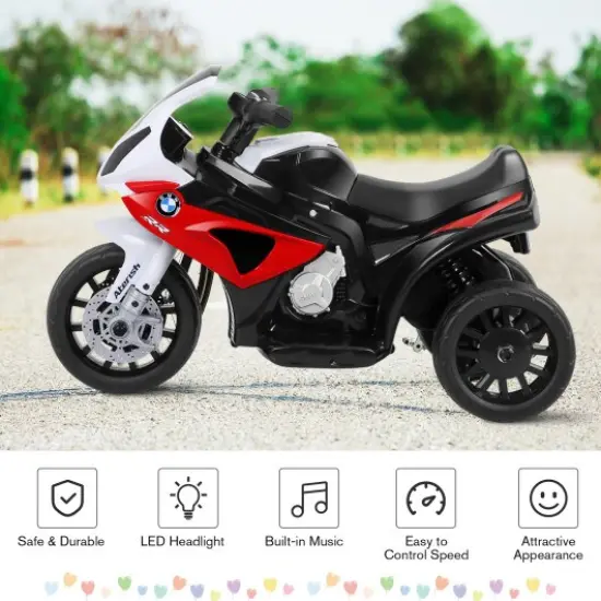 6V Kids 3 Wheels Riding Electric Motorcycle with Music and Headlights Perfect for Birthday or Christmas Red {3}
