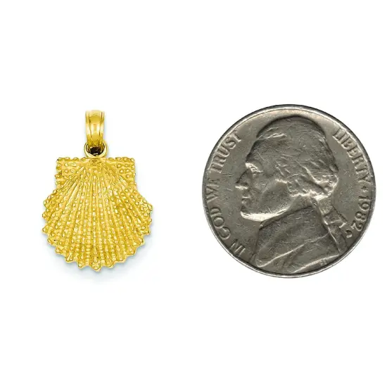 14K Gold Clam Shell Charm Seashell Beach Jewelry New 20 X 14 mm {2}