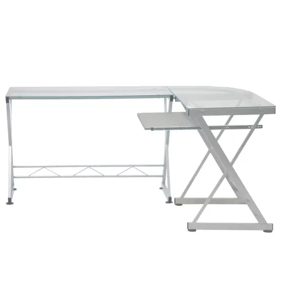 Techni Office Solutions 61.75" White Durable L-Shaped Computer Desk {3}