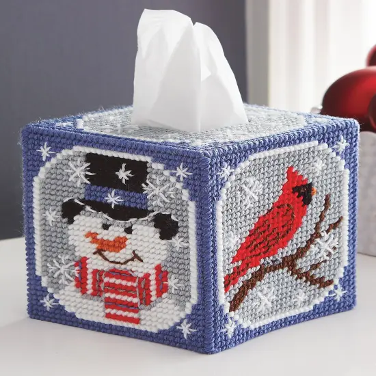 Mary Maxim Plastic Canvas Tissue Box Kit 5"-Let It Snow {3}