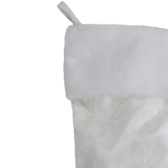 Northlight 20.5-Inch White Glitter Sheer Organza With a Faux Fur Cuff Christmas Stocking {3}