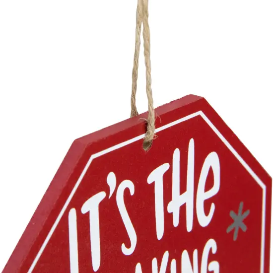 Northlight 5" Red Octagonal "It's the Freaking Season" Wooden Sign Christmas Ornament {6}