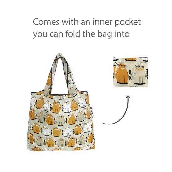 Wrapables Small Foldable Tote Nylon Reusable Grocery Bags Cat Food {4}