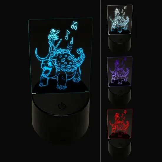 Ankylosaurus Musical Dinosaur Band 3D Illusion LED Night Light Sign Nightstand Desk Lamp {1}