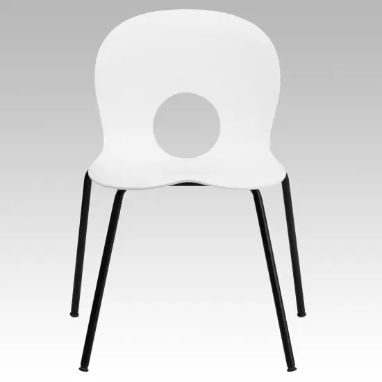 Emma and Oliver Multipurpose Designer Plastic Cafe Stack Chair White {3}