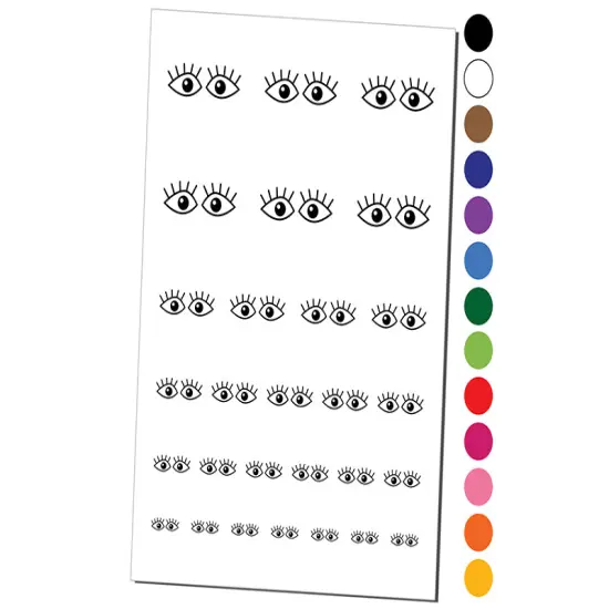 Wide Eyes with Eyelashes Temporary Tattoo Water Resistant Fake Body Art Set Collection Dark Blue {1}