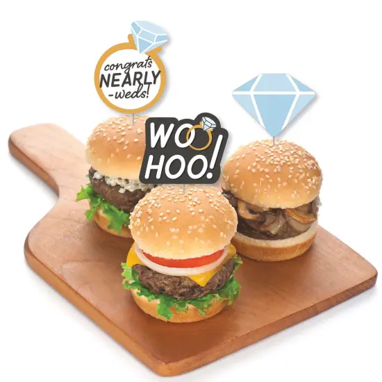 Big Dot of Happiness Just Engaged - Black and White - Dessert Cupcake Toppers - Engagement Party Clear Treat Picks - Set of 24 {4}