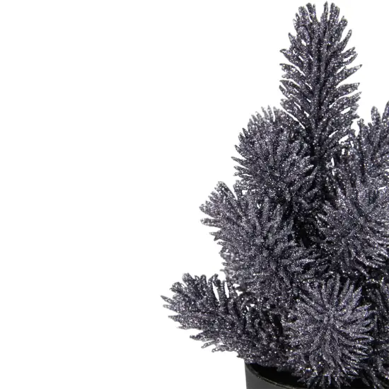 Northlight Potted Metallic Glitter Artificial Mini Pine Christmas Tree - 8.5" - Unlit Gray {3}