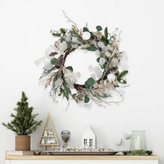 Northlight Sage Green and White Artificial Christmas Wreath, 24-Inch, Unlit {3}