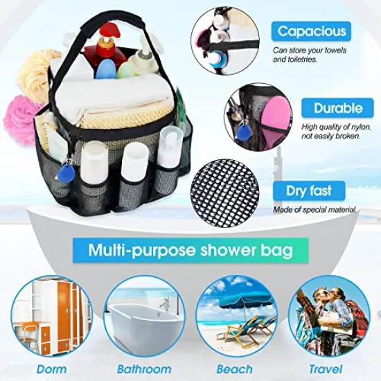 Mesh Shower Caddy Portable for College Dorm Room Essentials with 8 Pockets, Hanging Shower Caddy Dorm Basket, Quick Dry Shower Bag for Bathroom {1}
