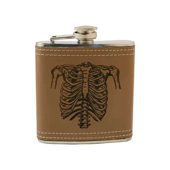 6oz Ribs Leather Flask {1}
