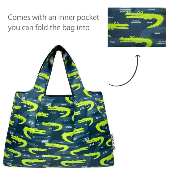 Wrapables Large Foldable Tote Nylon Reusable Grocery Bags, Gators {5}