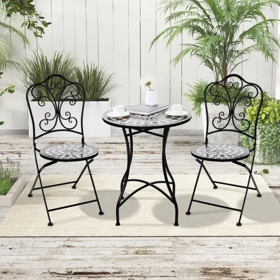Set Of 2 Mosaic Chairs For Patio Metal Folding Chairs Design-C {2}
