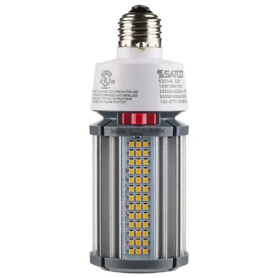 Satco LED HID Replacement 18/16/12 Wattage & CCT Selectable Medium Base 100-277V Warm to Cool White {6}